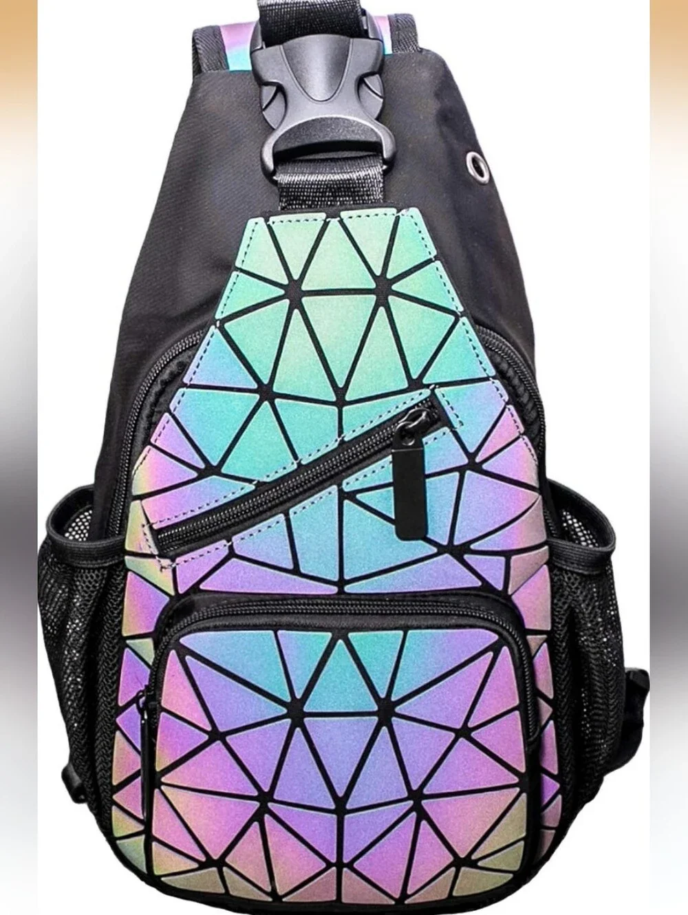 Iridescent Geometric Sling Bag - Multicolor